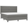 Letto a Molle Materasso e LED Grigio Scuro 160x200cm in Tessuto