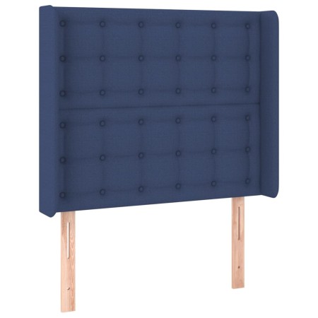 Letto a Molle con Materasso e LED Blu 90x190 cm in Tessuto