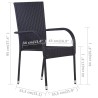 Set da Pranzo da Giardino 9 pz Nero