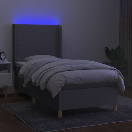 Letto a Molle Materasso e LED Grigio Chiaro 80x200 cm Tessuto