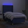 Letto a Molle con Materasso e LED Blu 90x190 cm in Tessuto