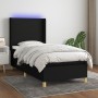 Letto a Molle con Materasso e LED Nero 100x200 cm in Tessuto