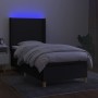 Letto a Molle con Materasso e LED Nero 100x200 cm in Tessuto