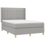 Letto a Molle Materasso e LED Grigio Chiaro 140x200 cm Tessuto