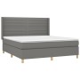 Letto a Molle Materasso e LED Grigio Scuro 160x200cm in Tessuto