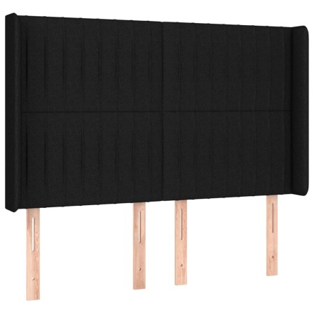 Letto a Molle con Materasso e LED Nero 140x190 cm in Tessuto