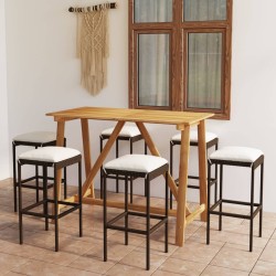 Set Bar da Giardino 7 pz con Cuscini Marrone