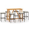 Set Bar da Giardino 7 pz con Cuscini Marrone