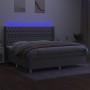 Letto a Molle Materasso e LED Grigio Chiaro 200x200 cm Tessuto