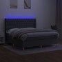 Letto a Molle Materasso e LED Grigio Scuro 180x200cm in Tessuto