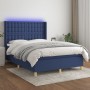 Letto a Molle con Materasso e LED Blu 140x190 cm in Tessuto