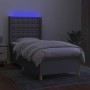 Letto a Molle Materasso e LED Grigio Chiaro 90x190 cm Tessuto