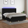 Letto a Molle con Materasso e LED Nero 160x200 cm in Tessuto