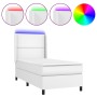 Giroletto Molle con Materasso e LED Bianco 90x200 cm Similpelle