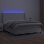 Giroletto Molle con Materasso e LED Bianco 160x200cm Similpelle