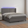 Giroletto Molle con Materasso e LED Grigio 160x200cm Similpelle