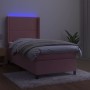 Letto a Molle con Materasso e LED Rosa 100x200 cm in Velluto