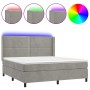 Letto a Molle Materasso e LED Grigio Chiaro 180x200 cm Velluto