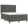 Letto a Molle con Materasso e LED Grigio Scuro 140x190 cm