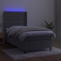 Letto a Molle Materasso e LED Grigio Chiaro 90x190 cm Velluto