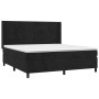 Letto a Molle con Materasso e LED Nero 180x200 cm in Velluto