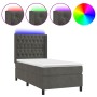 Letto a Molle con Materasso e LED Grigio Scuro 90x190cm Velluto