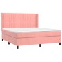 Letto a Molle con Materasso e LED Rosa 180x200 cm in Velluto