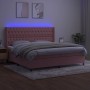 Letto a Molle con Materasso e LED Rosa 200x200 cm in Velluto