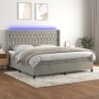 Letto a Molle Materasso e LED Grigio Chiaro 200x200 cm Velluto