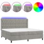 Letto a Molle Materasso e LED Grigio Chiaro 200x200 cm Velluto