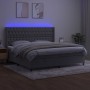 Letto a Molle Materasso e LED Grigio Chiaro 200x200 cm Velluto