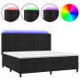 Letto a Molle con Materasso e LED Nero 200x200 cm in Velluto