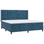 Letto a Molle con Materasso e LED Blu Scuro 200x200 cm