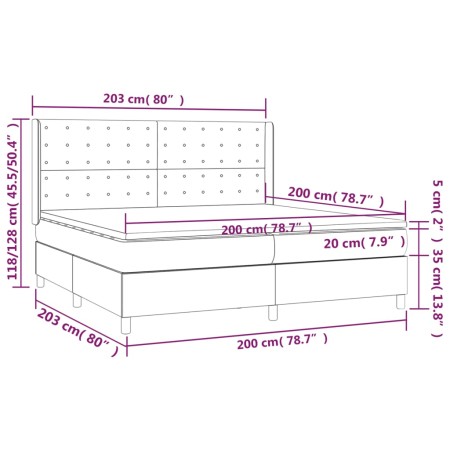 Letto a Molle con Materasso e LED Blu Scuro 200x200 cm