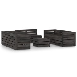 Set Salotto da Giardino 9 pz in Legno di Pino Impregnato Grigio