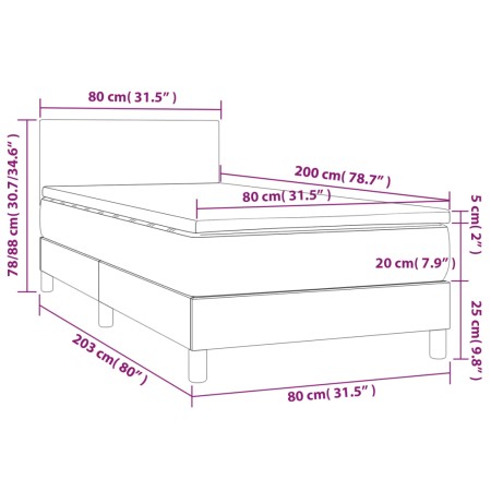 Giroletto a Molle con Materasso Nero 80x200 cm inTessuto