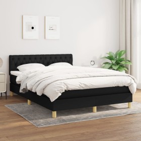 Giroletto a Molle con Materasso Nero 140x190 cm in Tessuto