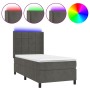 Letto a Molle con Materasso e LED Grigio Scuro 100x200 cm