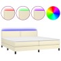 Giroletto a Molle con Materasso e LED Crema 200x200 cm