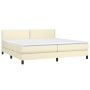 Giroletto a Molle con Materasso e LED Crema 200x200 cm