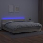 Giroletto a Molle con Materasso e LED Crema 200x200 cm