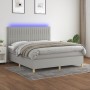 Letto a Molle Materasso e LED Grigio Chiaro 180x200 cm Tessuto