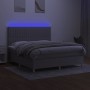 Letto a Molle Materasso e LED Grigio Chiaro 180x200 cm Tessuto