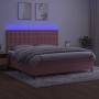 Letto a Molle con Materasso e LED Rosa 200x200 cm in Velluto