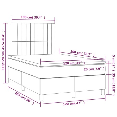 Giroletto a Molle con Materasso Tortora 120x200 cm in Tessuto