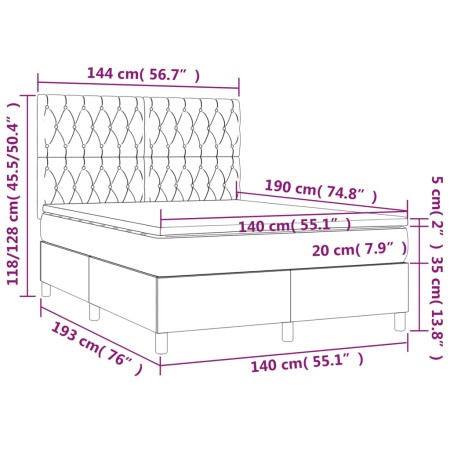 Giroletto a Molle con Materasso Crema 140x19 cm in Tessuto