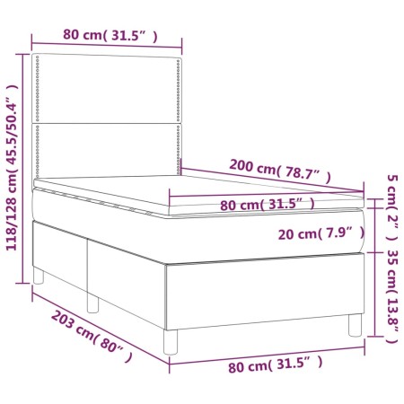 Giroletto a Molle con Materasso Grigio Scuro 80x200 cm Velluto