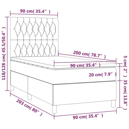 Giroletto a Molle con Materasso Nero 90x200 cm in Velluto