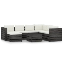 Set Salotto da Giardino con Cuscini 8pz Legno Impregnato Grigio