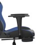 Sedia da Gaming con Poggiapiedi Nero e Blu in Similpelle